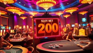 Rasakan sensasi kemenangan di slot bet 200 dalam suasana kasino yang semarak.