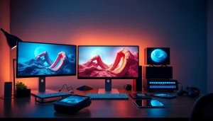 A modern digital workspace featuring AI-generated adult content, reflecting the concept of porn ai.