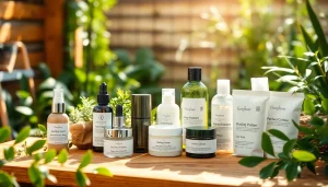 Ekologiska kosmetika pristatoma natūralioje aplinkoje su ekologišku įpakavimu.