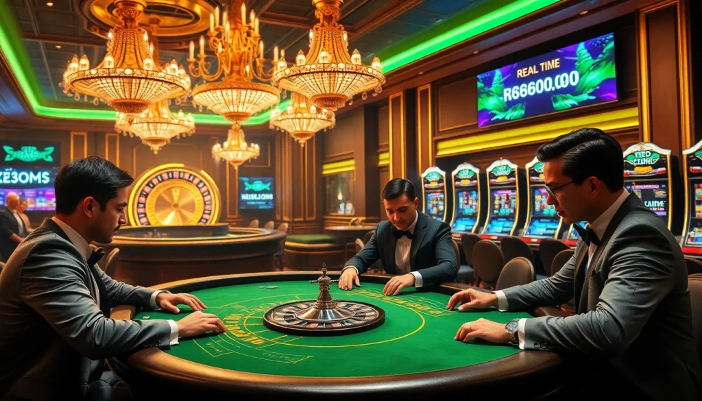 KQBD hôm nay scores displayed in an elegant casino setting with vibrant games.