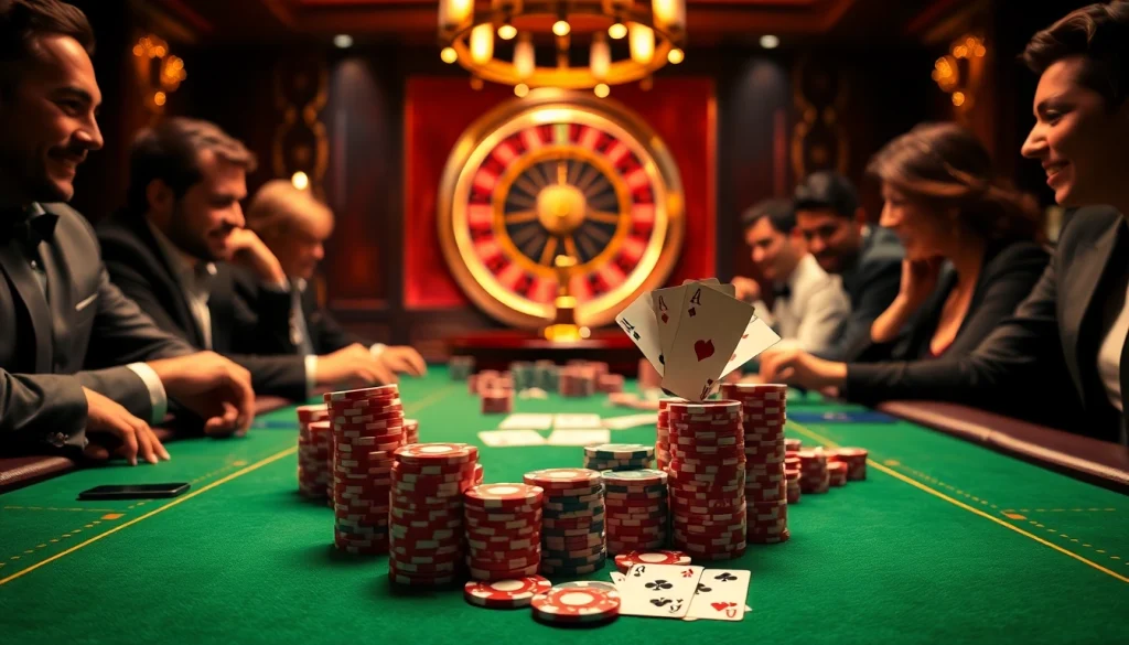 Engaged players at a high-stakes poker table in a luxurious casino setting, evoking the hidden wiki dark web experience.