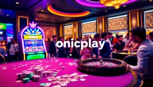 Engaged players strategizing their bets at the onicplay casino table.