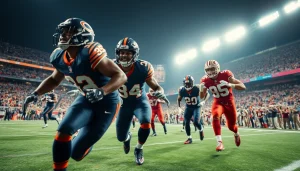 Bears vs 49ers intense action moment with players in full motion on the field.