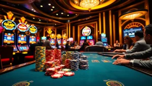 Engaging players enjoy the thrill of gambling at a luxurious casino table with gilajp-themed designs.