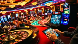 Người chơi tận hưởng các trò chơi cược cao tại casino LUCK8、LUCKY8, nổi bật với các bàn roulette và poker sống động.