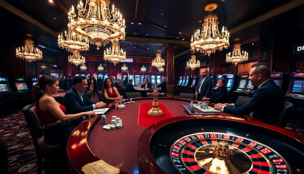 Experience the excitement of DN88 casino table games with focused players and vibrant poker chips.