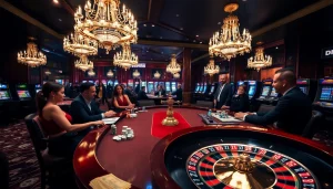 Experience the excitement of DN88 casino table games with focused players and vibrant poker chips.