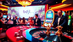 Experience the excitement of bdjl.org with vibrant casino gaming action and elegant decor.