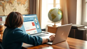 Complete your uk eta online application efficiently at a stylish desk environment.