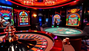 Engaging players at a luxurious casino with roulette, showcasing excitement at https://ok88.tech/.