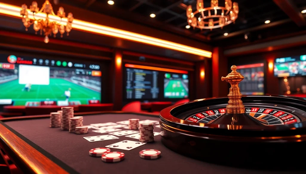 Engaging scene at nhà cái rr88 with vibrant casino table and colorful poker chips.