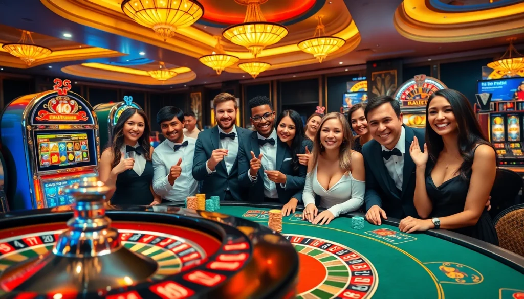 Experience the excitement at https://mm88.co.in/ with vibrant casino scenes of thrilled gamblers.