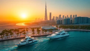 Experience Dubai's breathtaking skyline at sunset while exploring Dubai's luxurious views.