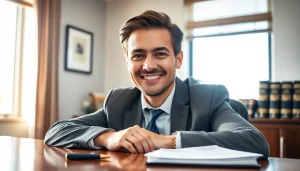 Grand Junction Personal Injury Lawyer confidently consulting with clients in a professional office.