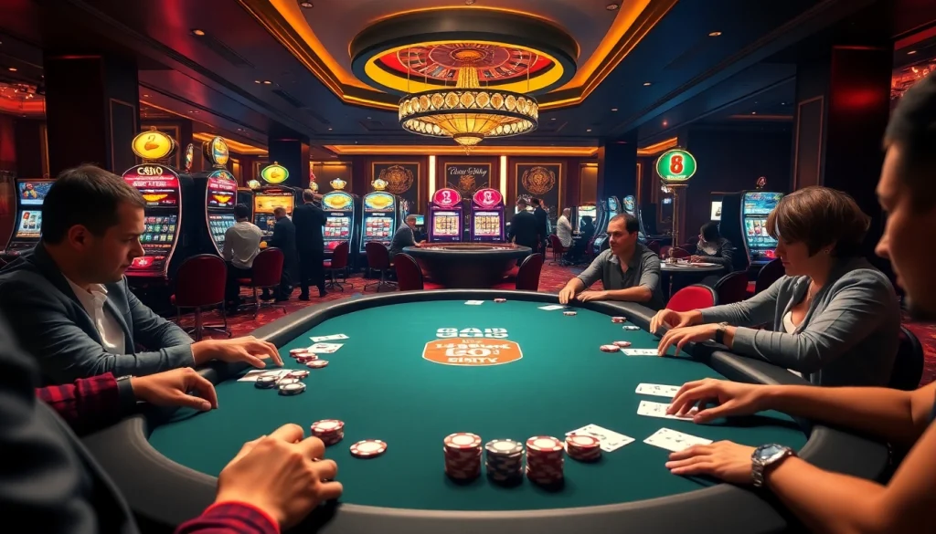 Vivez l'excitation du casino en ligne avec des parties de poker vibrantes et une roulette tournante.