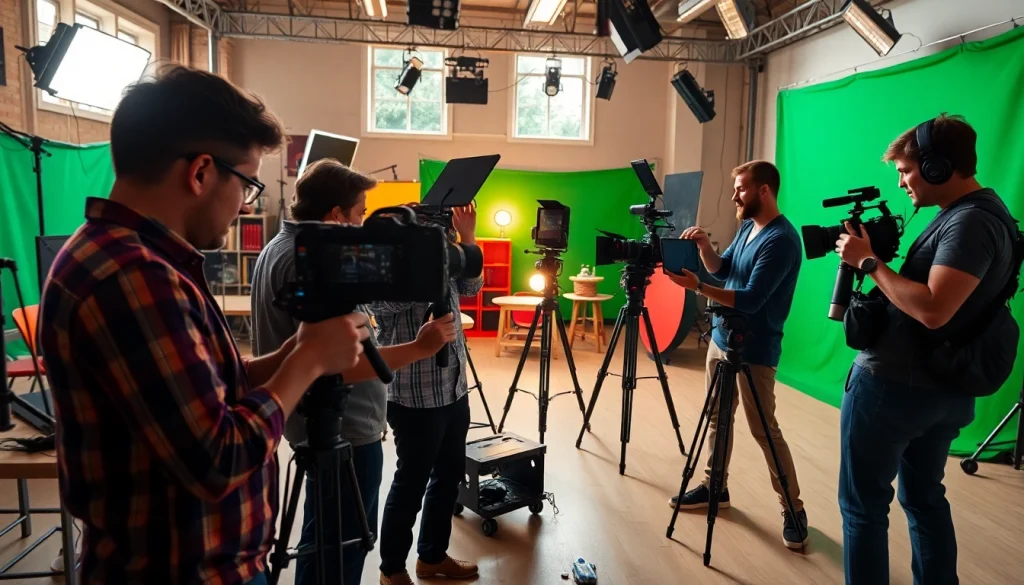 Edmonton production companies filming in a dynamic studio setting with diverse crew members.