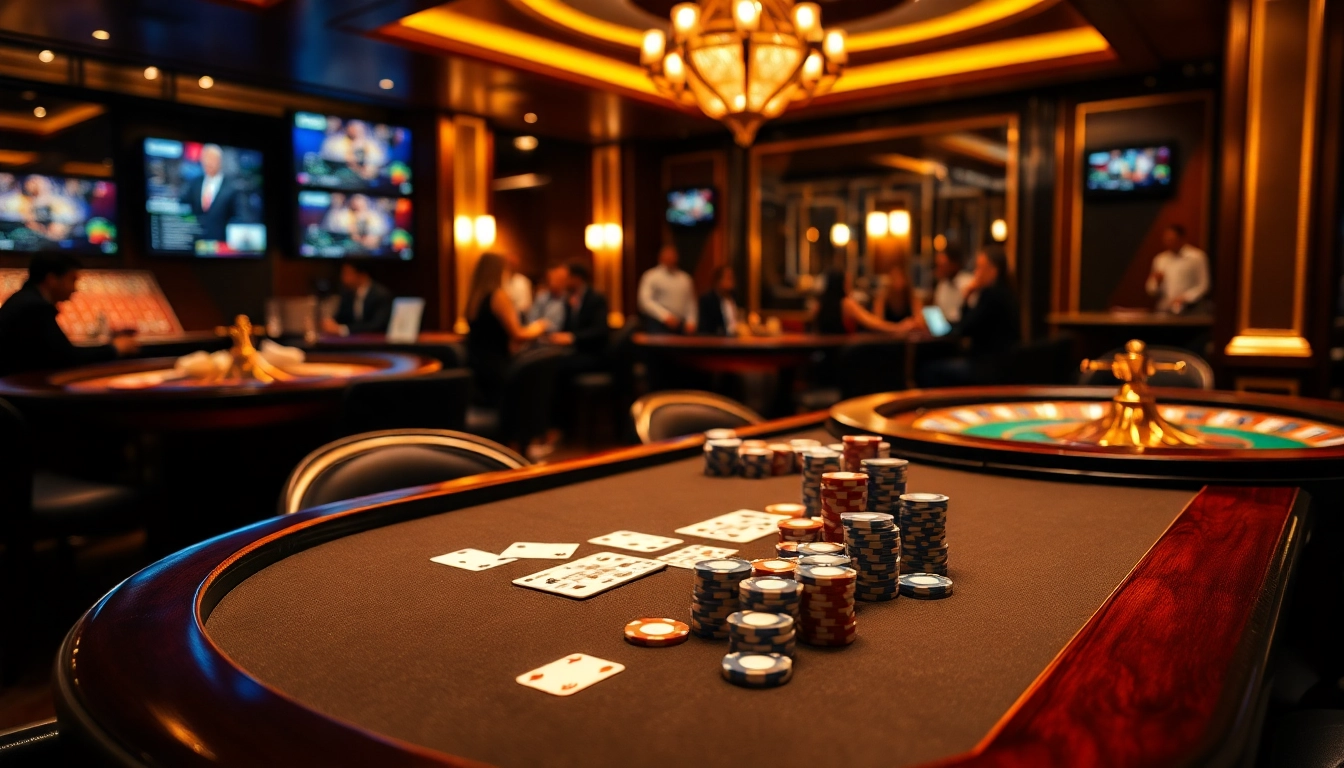 KPI4D gaming scene with an elegant poker table and vibrant casino atmosphere.