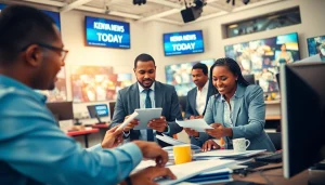 Stay updated with the latest events through Kenya News Today in a bustling newsroom.