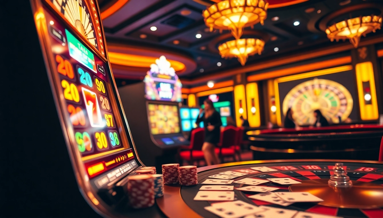 Players enjoying thrilling spins on a PG slot machine in a vibrant casino setting.