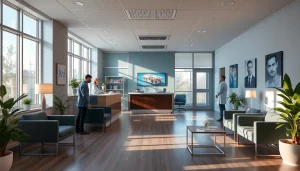 患者に優しい環境と快適さを示す、アトムクリニックのウェルカムな内装。