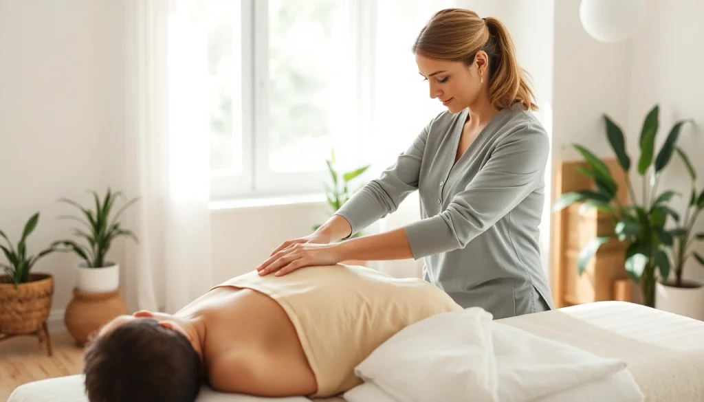 Osteopathie Behandlung durch einen erfahrenen Therapeuten in einem ruhigen Raum.