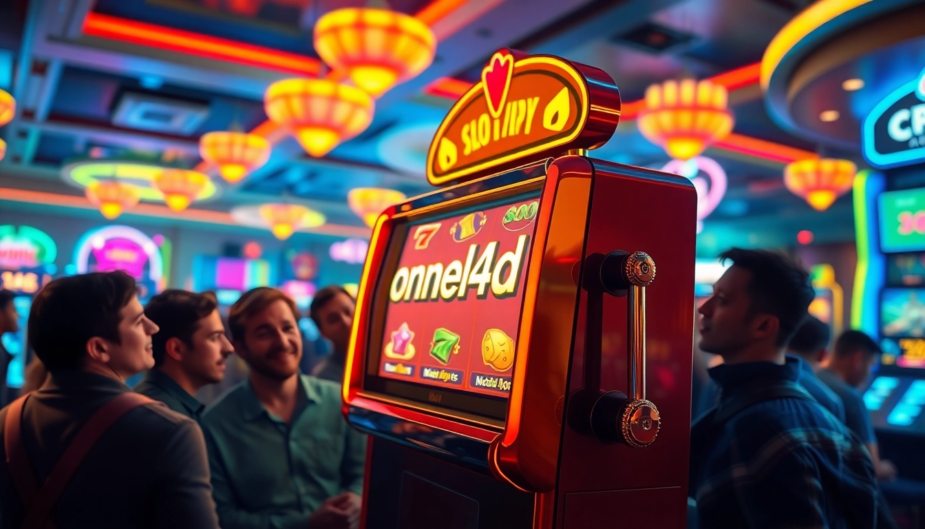 Main attraction ondel4d slot di kasino penuh warna dengan pemain bersemangat.