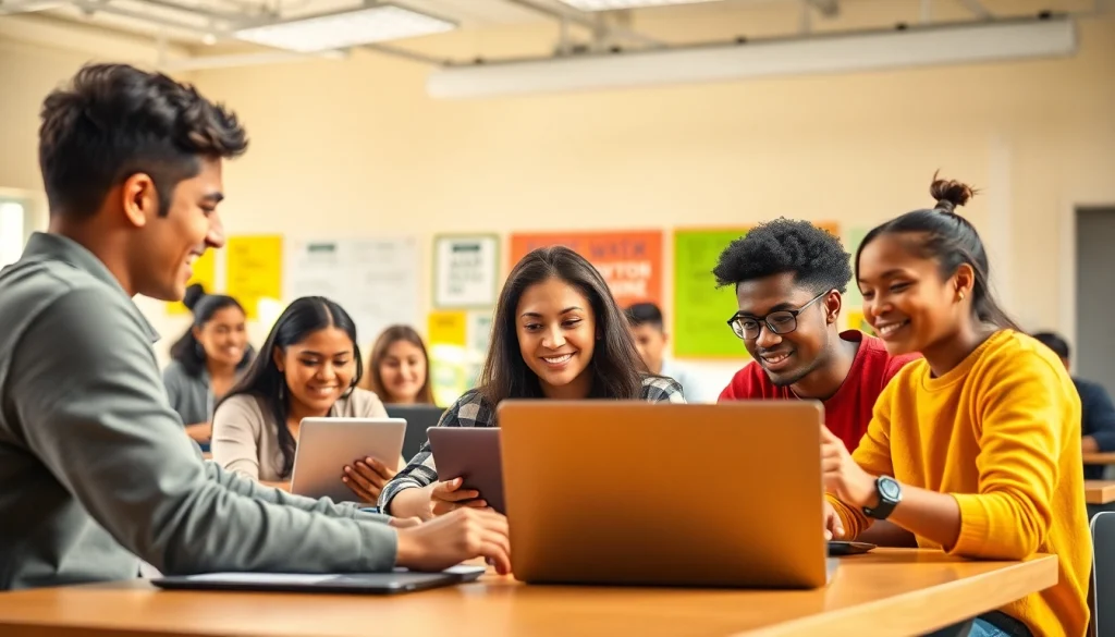 Iver Academy students collaborating in a vibrant modern classroom