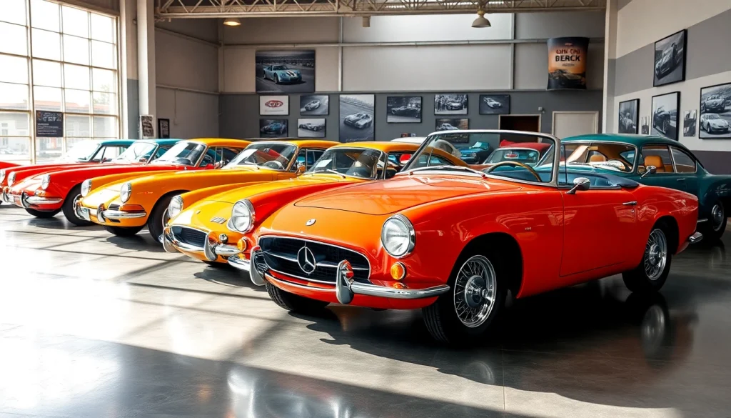 Selecting PRA Classic Cars from an impressive vintage collection in a stylish showroom.