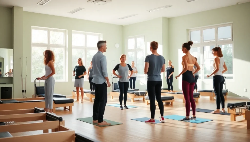 多様な設備を備えたピラティススタジオのクラス風景。初心者から上級者まで。ピラティス おすすめ