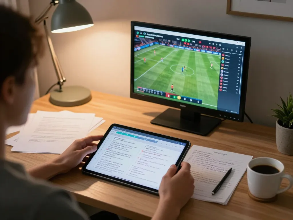 KQBD live soccer scores displayed on tablet during in-depth betting analysis session