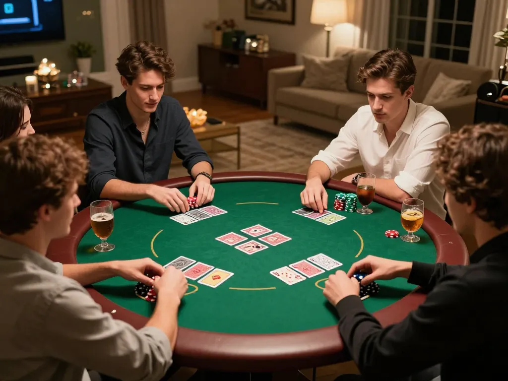 Engaging poker game scene showcasing friends strategizing with 888now đăng nhập on display, emphasizing social gaming atmosphere.