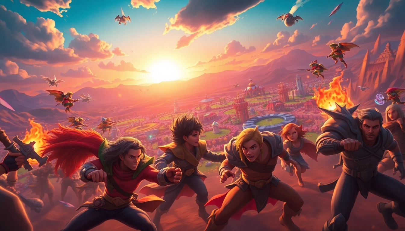 Experience the thrilling action of the Vislio Game in a colorful battle scene.