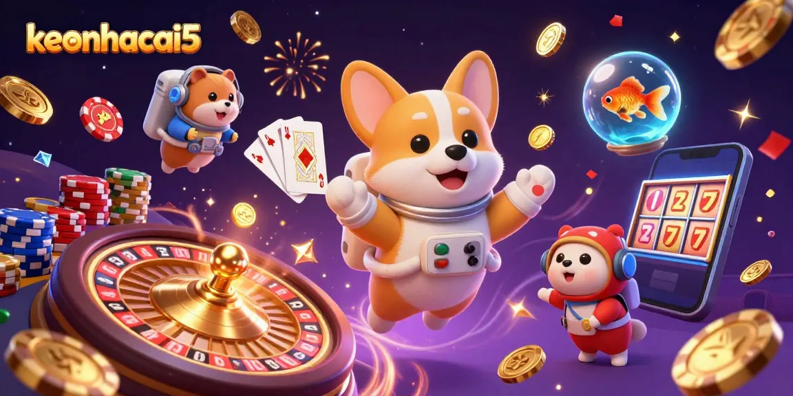Engage with the thrilling keonhacai5 experience featuring a 3D astronaut corgi and casino elements.