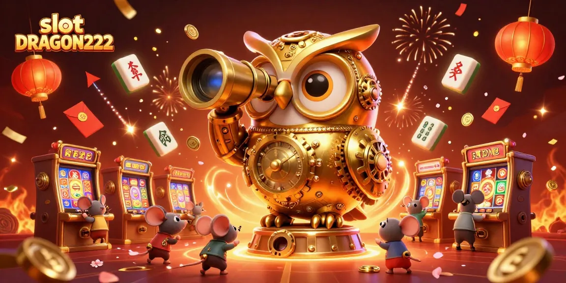 Experience thrilling play with slot DRAGON222 in a vibrant 3D casino scene packed with action.