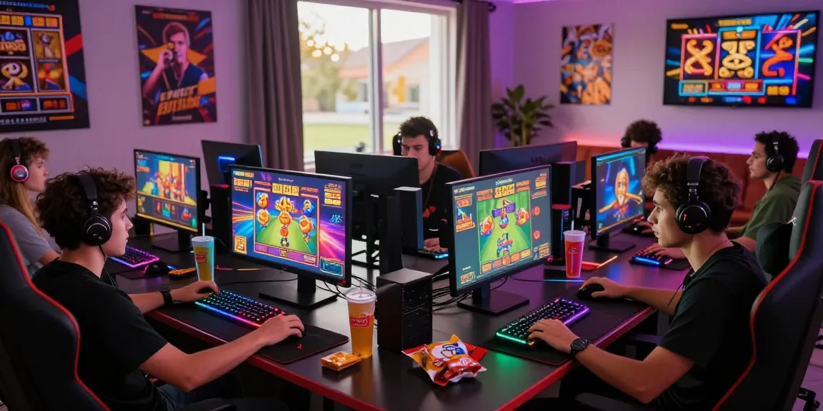 Engaged gamers showcasing slot88 excitement in a vibrant gaming environment.