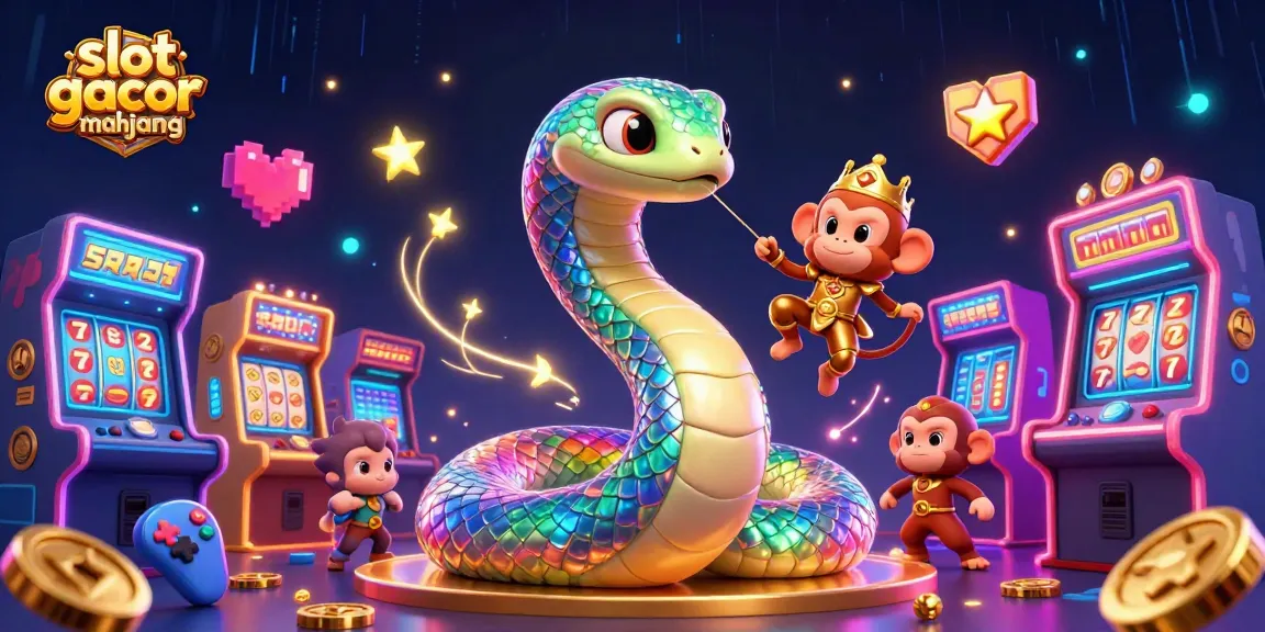Engage with slot gacor mahjong in this dynamic 3D illustration of vibrant characters and arcade elements.